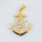 Dije Ancla Timón Movil 4.9gr / 4cm / Dos Oros Amarillo Blanco 18K *