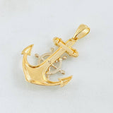 Dije Ancla Timón Movil 4.9gr / 4cm / Dos Oros Amarillo Blanco 18K *