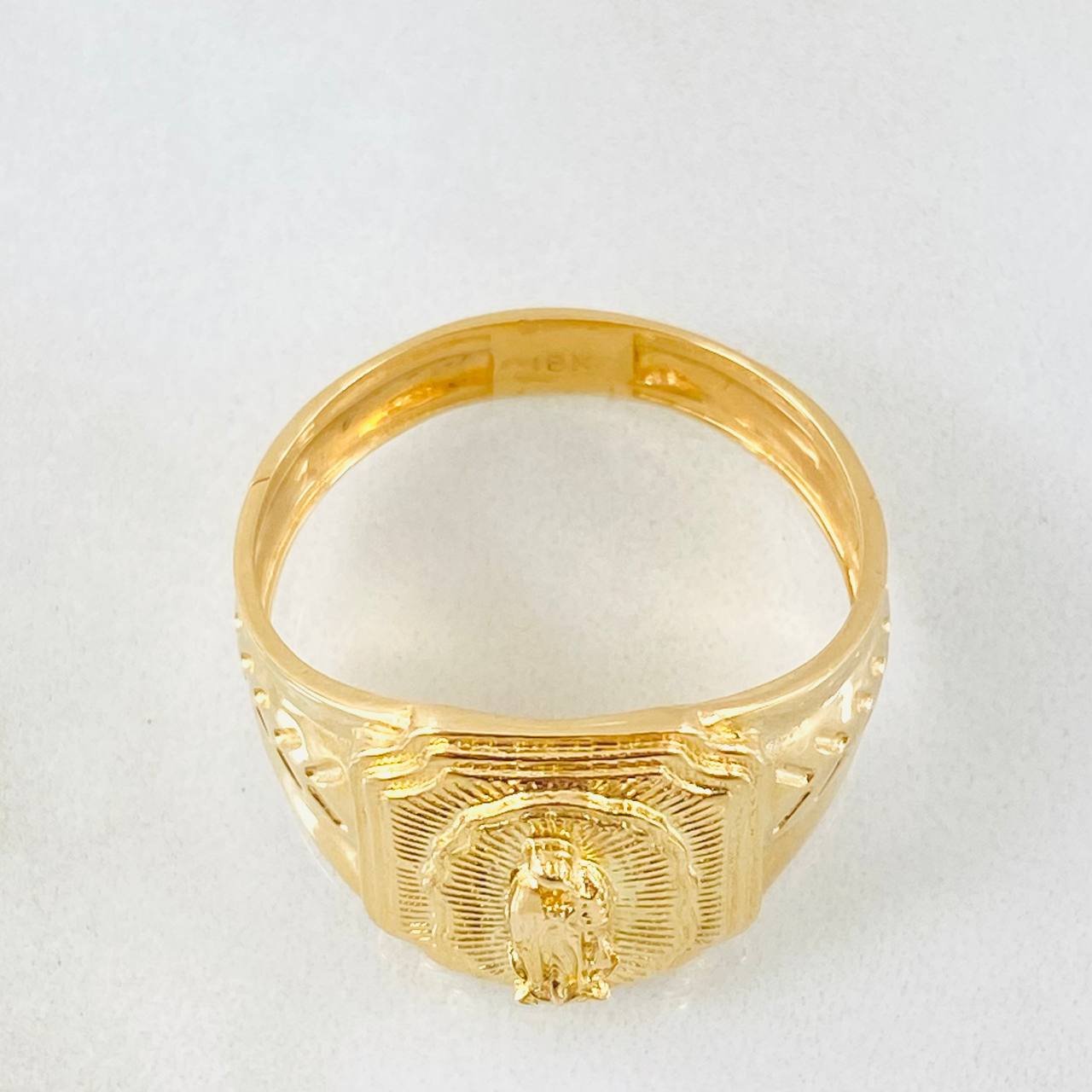 Anillo Virgen Guadalupe Espiga Lineal 6.65gr / T10 1/2 / Oro Amarillo 18K ©