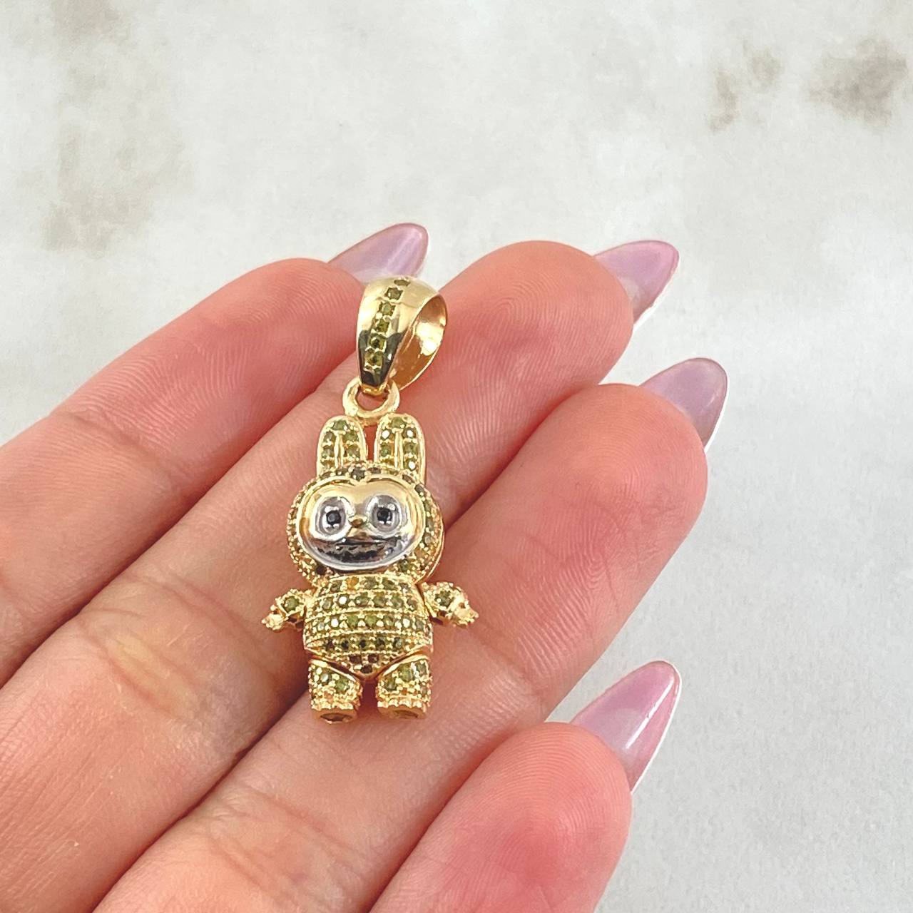 Dije Conejo Sonriente 6.25gr / 3.4cm / Dos Oros Amarillo Blanco 18K ©