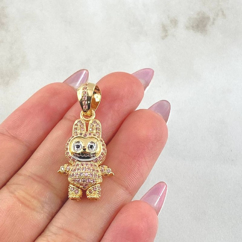 Dije Conejo Sonriente 6.15gr / 3.4cm / Dos Oros Amarillo Blanco 18K ©