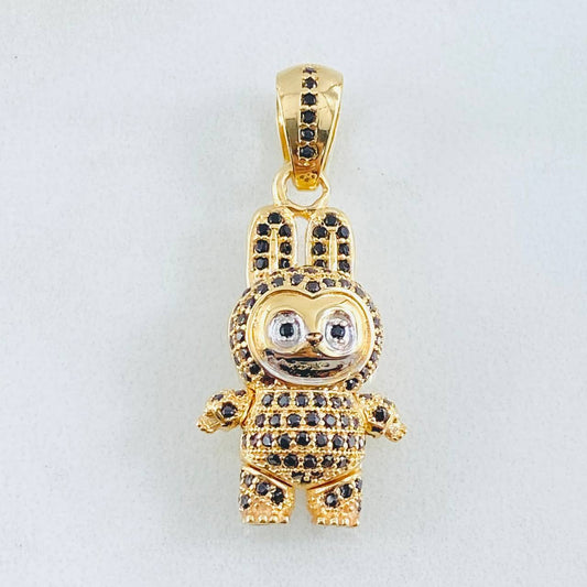 Dije Conejo Sonriente 6.2gr / 3.4cm / Dos Oros Amarillo Blanco 18K *