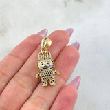 Dije Conejo Sonriente 6.2gr / 3.4cm / Dos Oros Amarillo Blanco 18K *