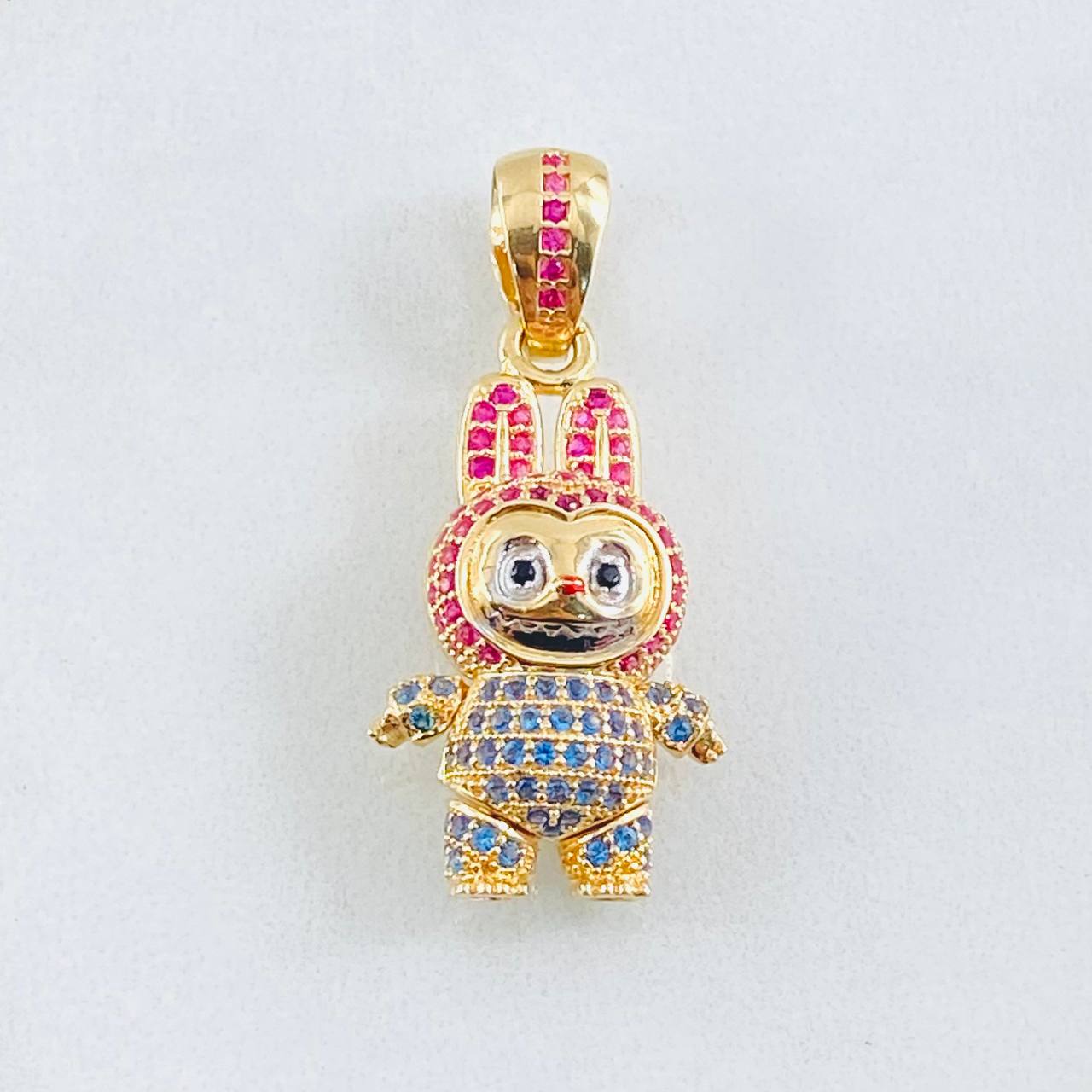 Dije Conejo Sonriente 6.1gr / 3.4cm / Dos Oros Amarillo Blanco 18K *