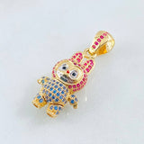 Dije Conejo Sonriente 6.1gr / 3.4cm / Dos Oros Amarillo Blanco 18K *