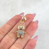 Dije Conejo Sonriente 6.1gr / 3.4cm / Dos Oros Amarillo Blanco 18K *