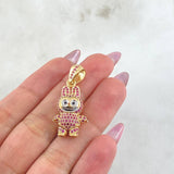 Dije Conejo Sonriente 6.05gr / 3.4cm / Dos Oros Amarillo Blanco 18K *