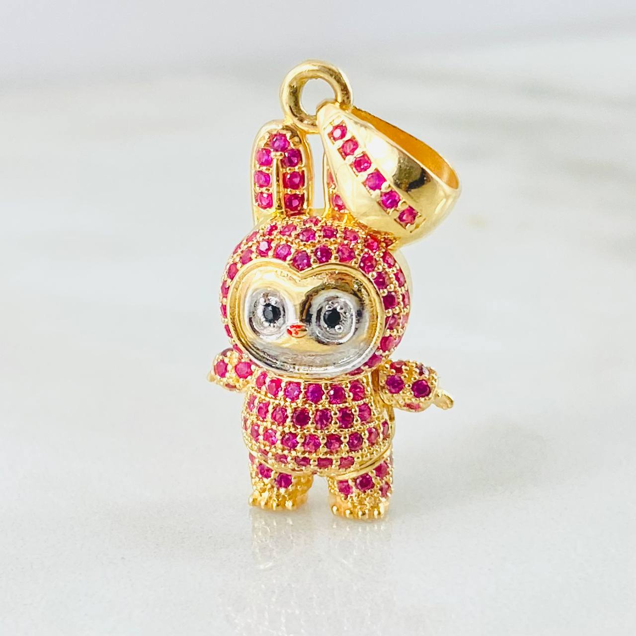Dije Conejo Sonriente 6.05gr / 3.4cm / Dos Oros Amarillo Blanco 18K *