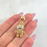 Dije Conejo Sonriente 6.15gr / 3.4cm / Dos Oros Amarillo Blanco 18K *