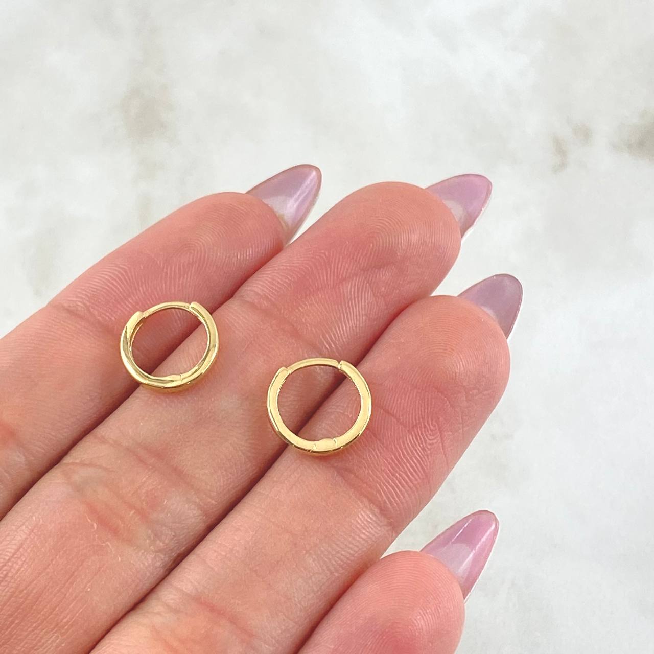Candongas Carril Liso 1.05gr / 1cm / Oro Amarillo 18K *