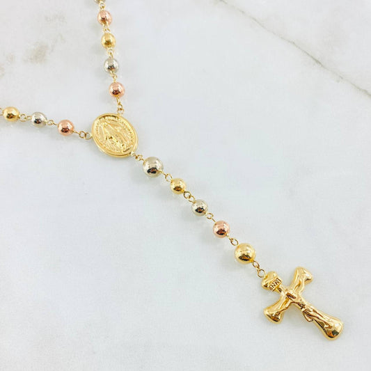 Rosario Virgen Milagrosa 11.95gr / 55cm / 5mm-6mm Tres Oros 18K *