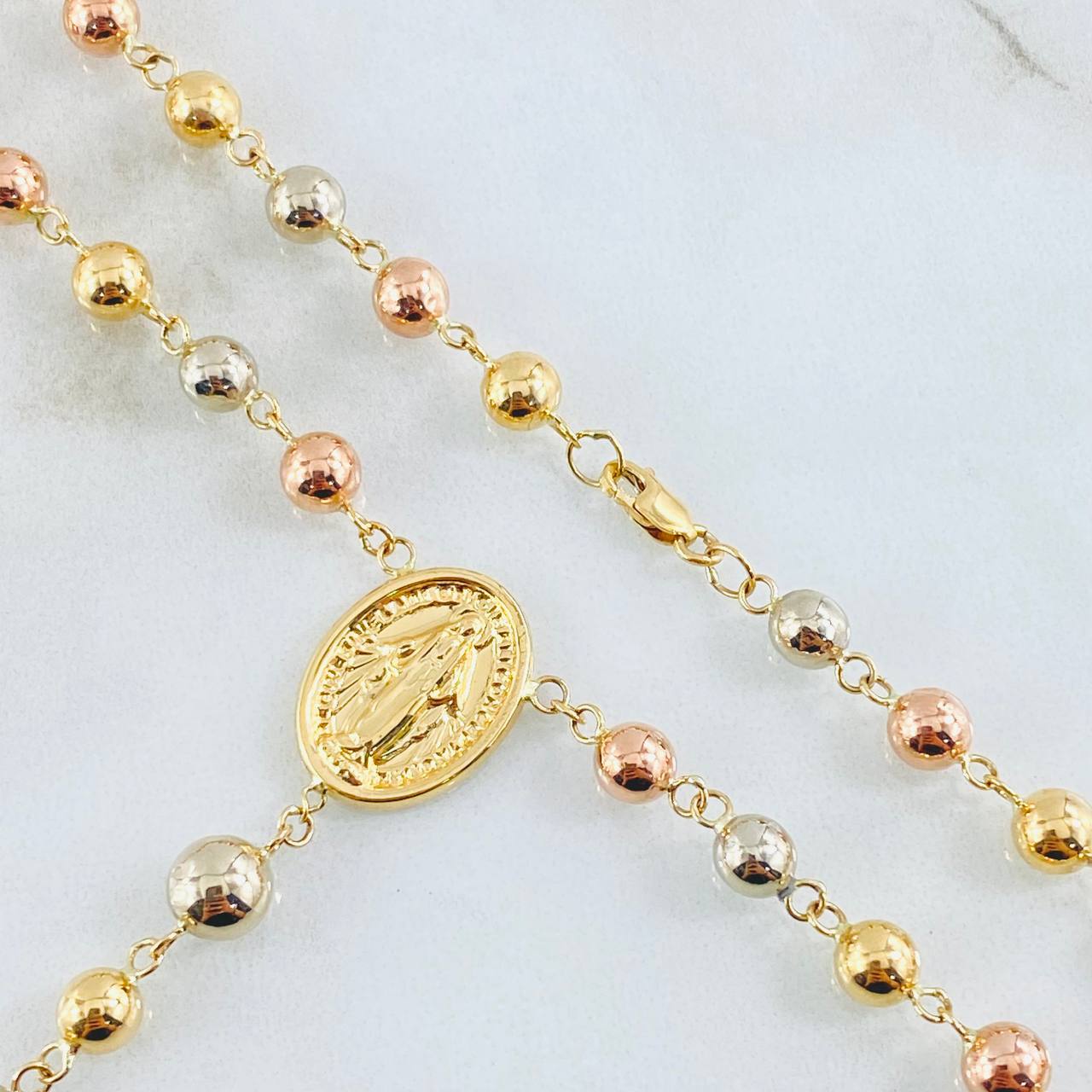 Rosario Virgen Milagrosa 11.95gr / 55cm / 5mm-6mm Tres Oros 18K *