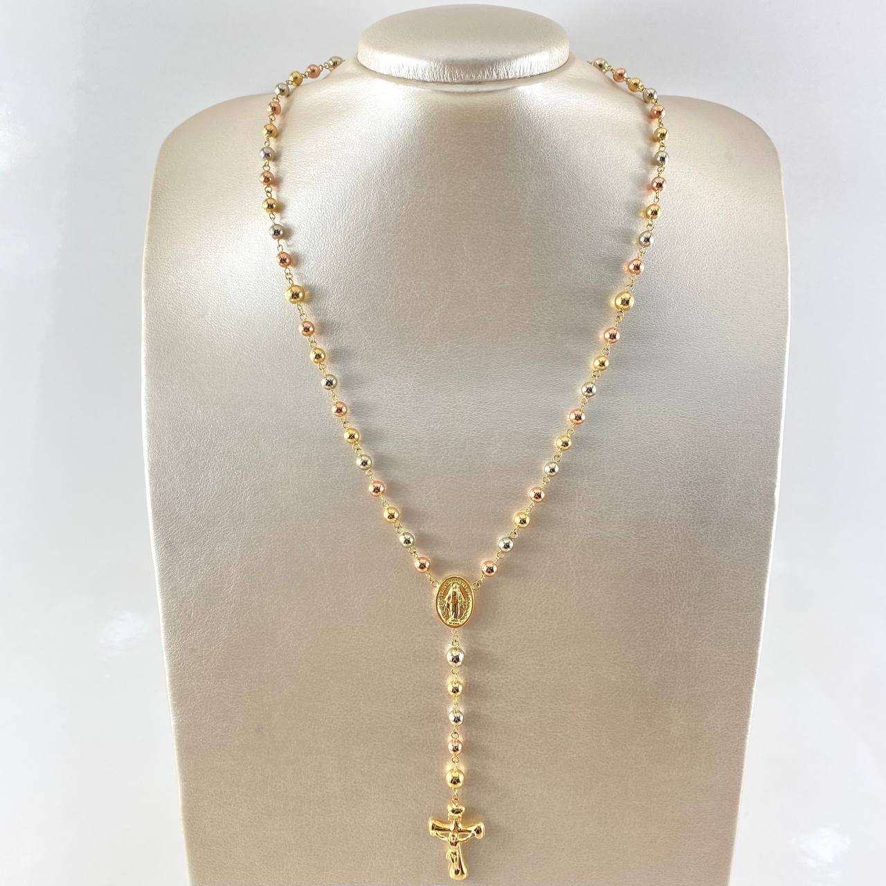 Rosario Virgen Milagrosa 11.95gr / 55cm / 5mm-6mm Tres Oros 18K *