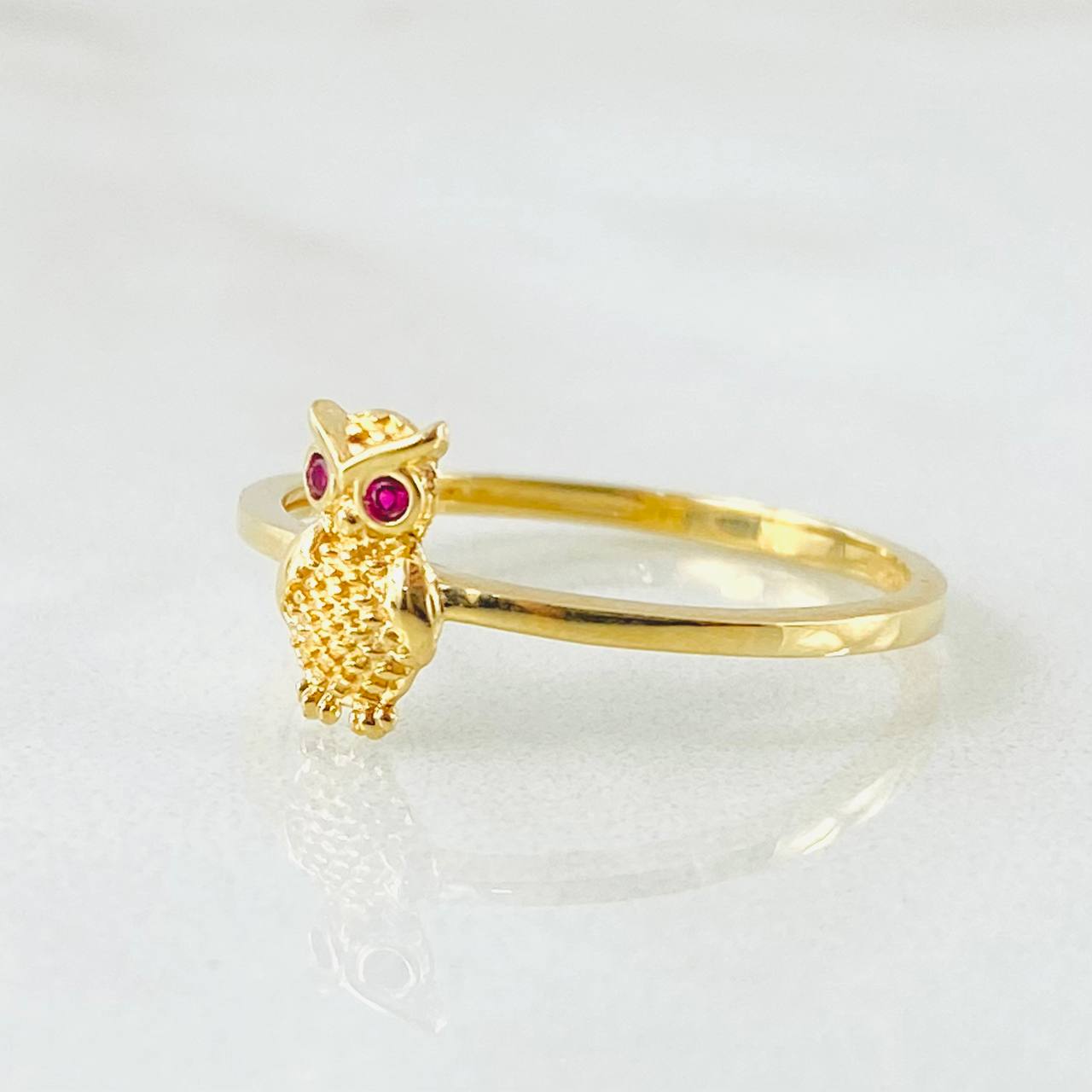 Anillo Buho 1.55gr / T7 1/4 / Oro Amarillo 18K *