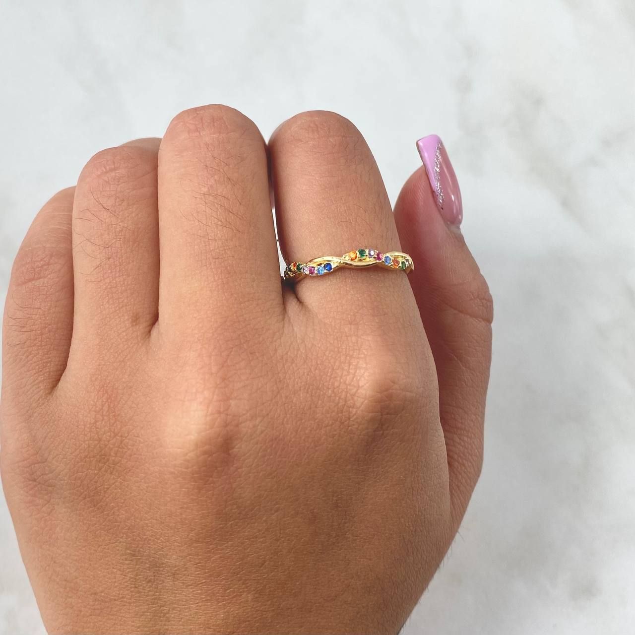 Anillo Entrelazado 1.8gr / T7 1/4 / Oro Amarillo 18K *