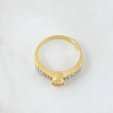 Anillo Solitario Semi Circulo 3.3gr / T7 / Dos Oros Amarillo Blanco 18K *