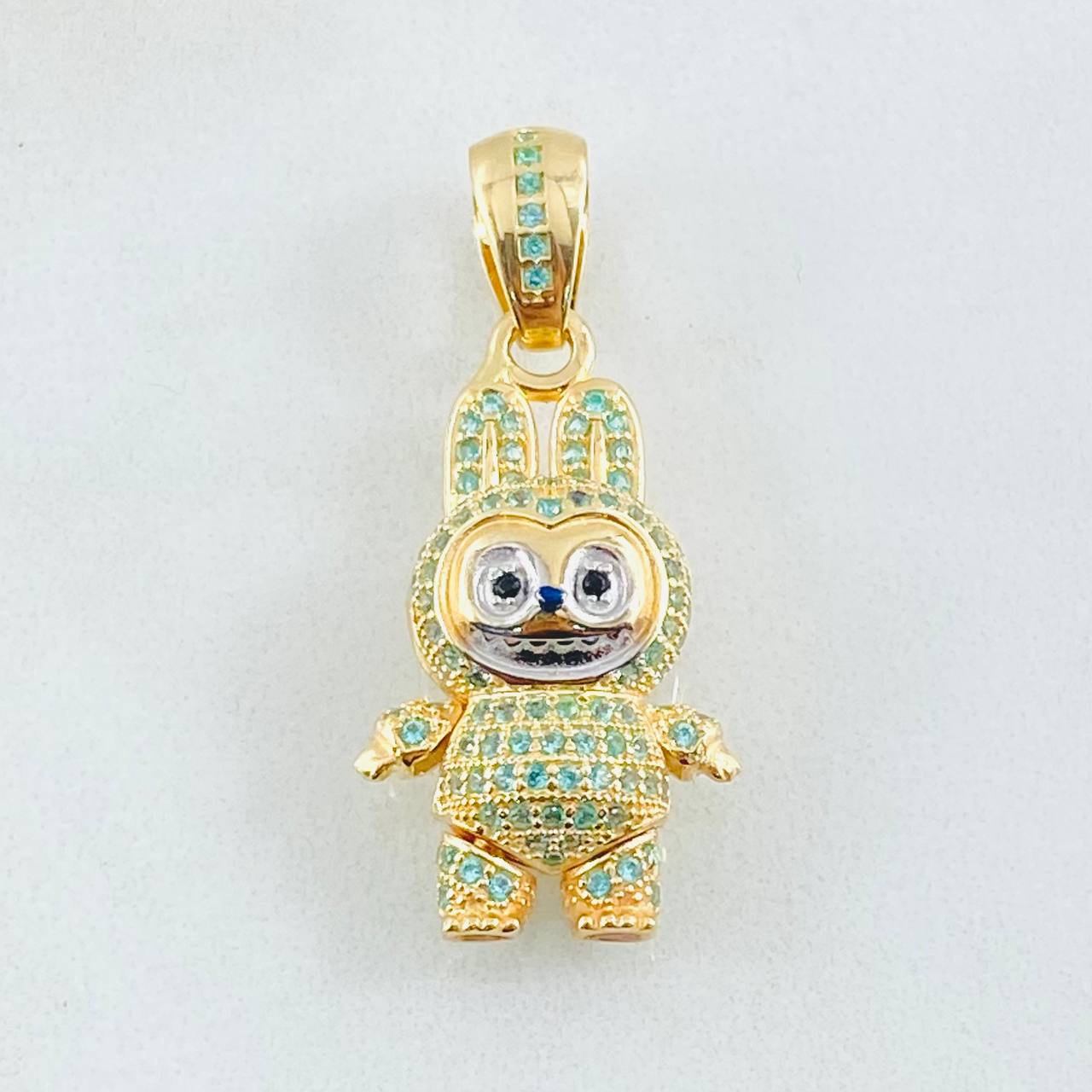 Dije Conejo Sonriente 6.1gr / 3.4cm / Dos Oros Amarillo Blanco 18K