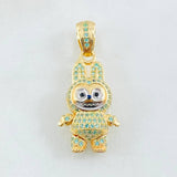 Dije Conejo Sonriente 6.1gr / 3.4cm / Dos Oros Amarillo Blanco 18K