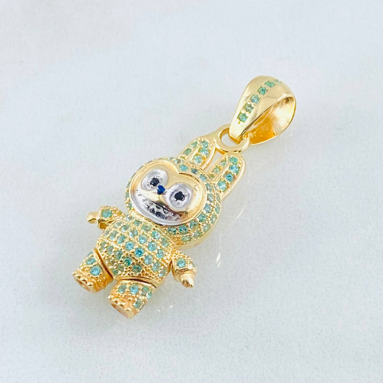 Dije Conejo Sonriente 6.1gr / 3.4cm / Dos Oros Amarillo Blanco 18K