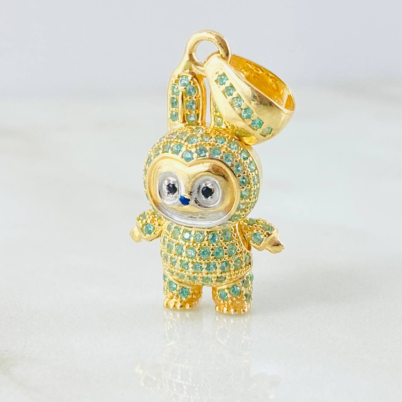 Dije Conejo Sonriente 6.1gr / 3.4cm / Dos Oros Amarillo Blanco 18K