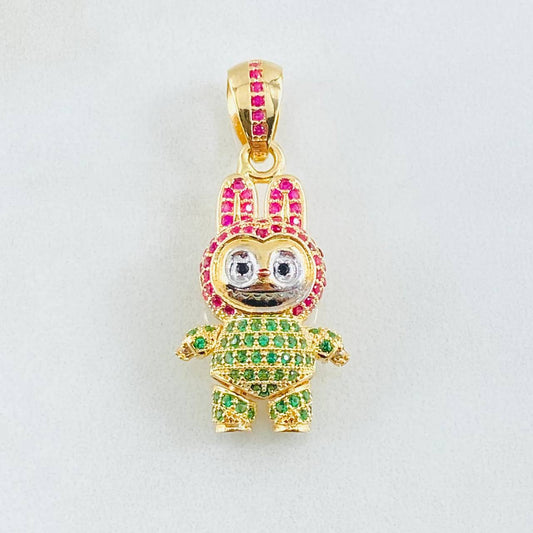 Dije Conejo Sonriente 6.1gr / 3.4cm / Dos Oros Amarillo Blanco 18K