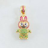 Dije Conejo Sonriente 6.1gr / 3.4cm / Dos Oros Amarillo Blanco 18K