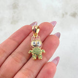 Dije Conejo Sonriente 6.1gr / 3.4cm / Dos Oros Amarillo Blanco 18K