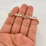 Pulso Halo Corazones 9.55g / 18cm / 4.3mm Oro Amarillo 18K