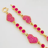 Pulso Halo Corazones 9.1g / 18cm / 4.1mm Oro Amarillo 18K
