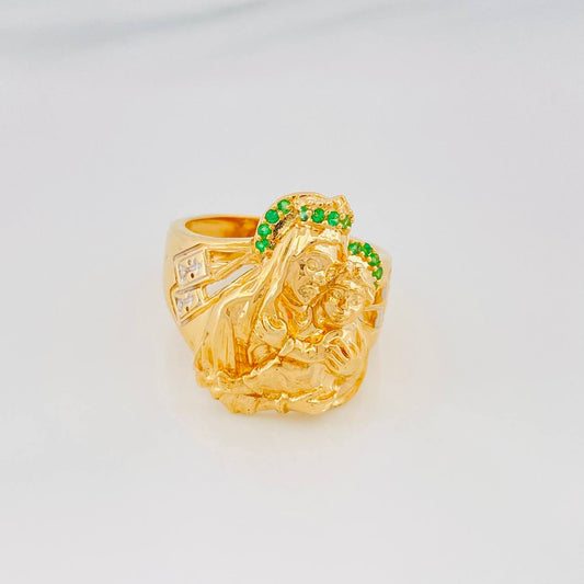 Anillo Virgen del Carmen 11.35g / T10 1/4 Dos Oros Amarillo Blanco 18K