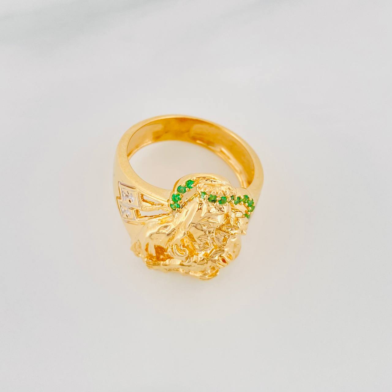 Anillo Virgen del Carmen 11.35g / T10 1/4 Dos Oros Amarillo Blanco 18K