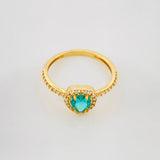Anillo Halo Corazón 2.45g / T7 Oro Amarillo 18K