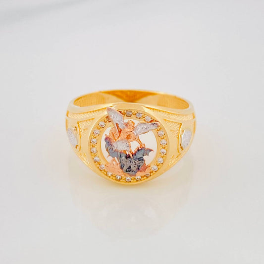 Anillo San Miguel Arcangel 6.25g / T9 3/4 Tres Oros 18K