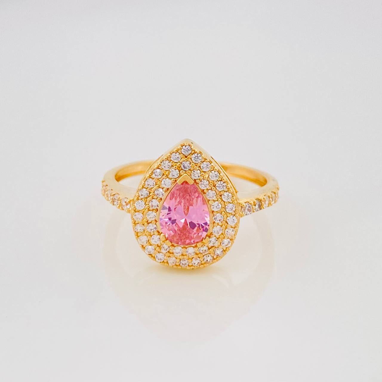 Anillo Halo Gota 2.8g / T5 3/4 Oro Amarillo 18K