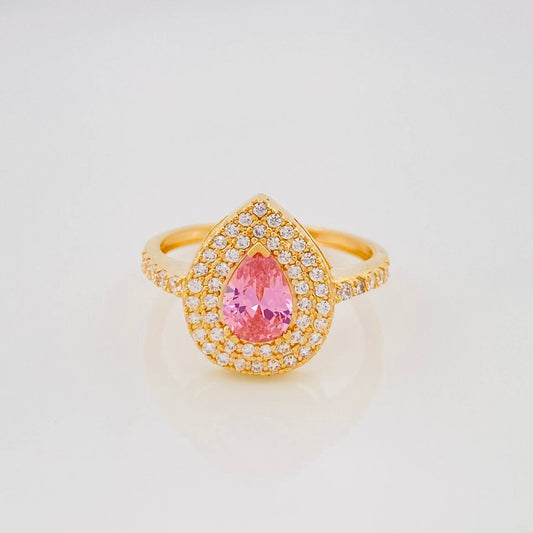 Anillo Halo Gota 2.8g / T5 3/4 Oro Amarillo 18K