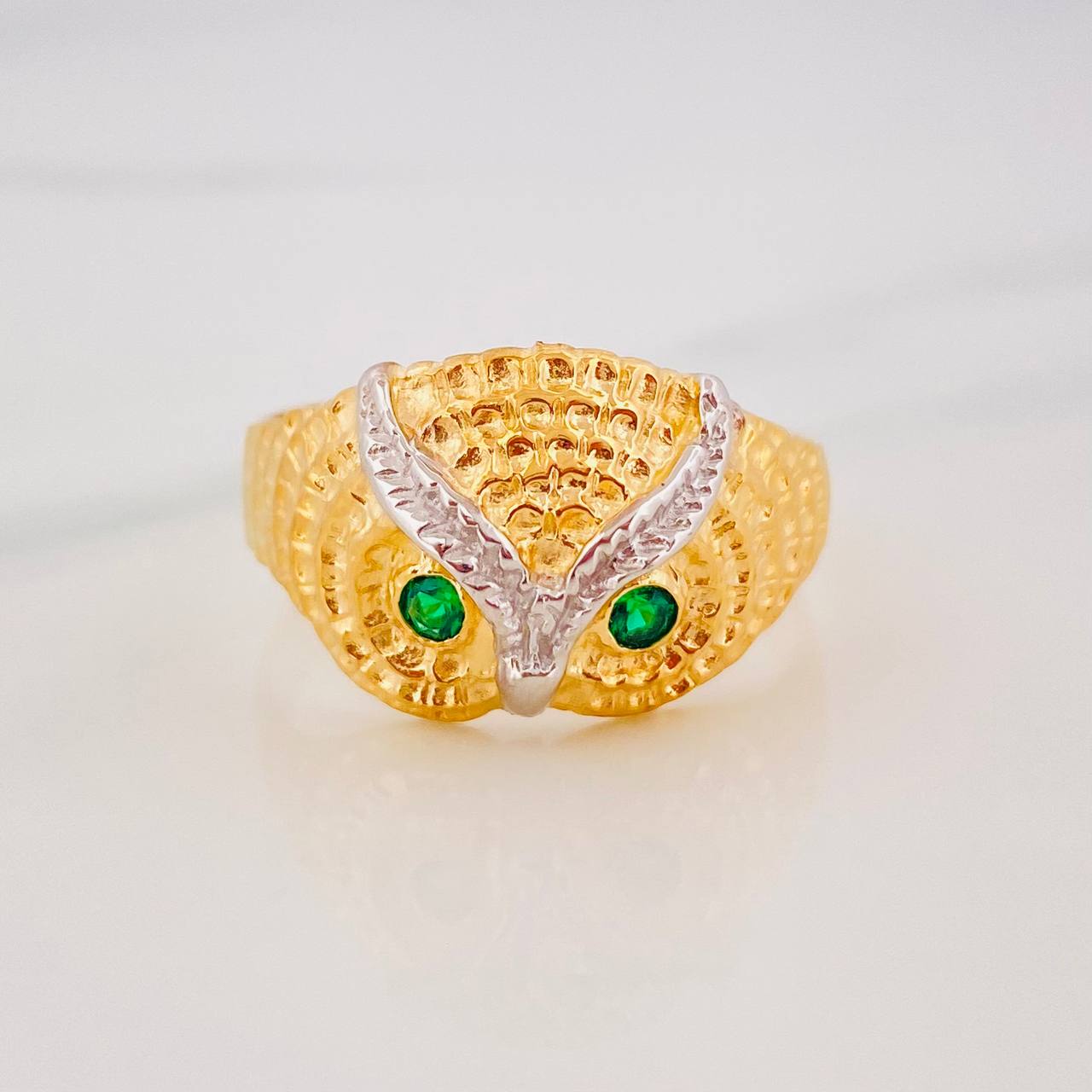 Anillo Buho 5.15g / T9 Dos Oros Amarillo Blanco 18K