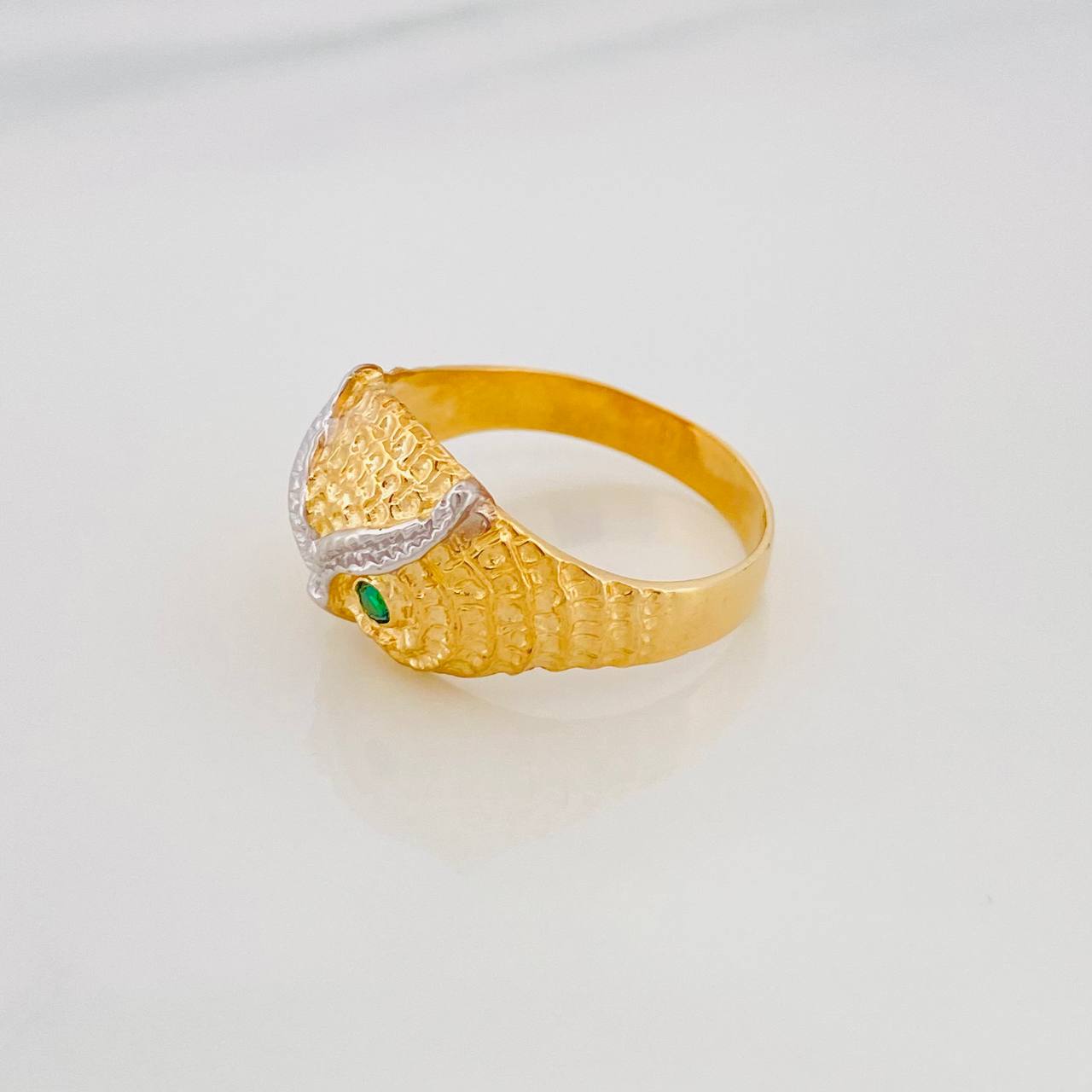 Anillo Buho 5.15g / T9 Dos Oros Amarillo Blanco 18K