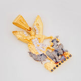 Dije San Miguel 4.05g / 3cm Dos Oros Negro Amarillo 18K