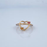 Anillo Triple Corazones 1.8gr / T7 / Oro 18K &