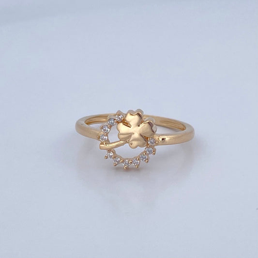 Anillo Trebol Suerte 2.35gr / T7 1/2 / Oro 18K &