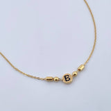 Cadena Aro Seguido Letra B 2.75gr / 43.4cm / 1.3mm Bolas Cilindros Oro Amarillo 18K &