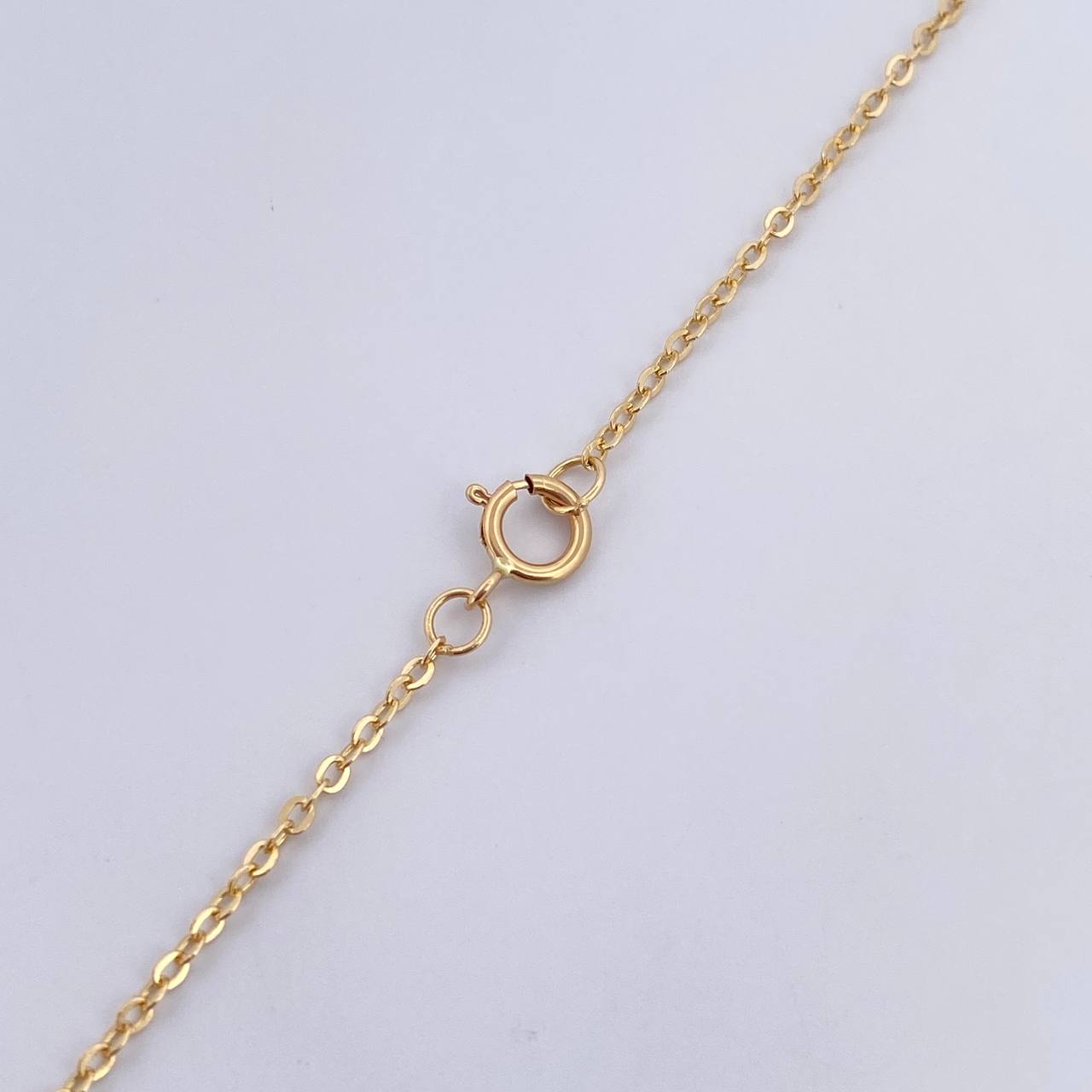 Cadena Aro Seguido Corazon 2.95gr / 41.3cm / 1.3mm Bolas Diamantadas Dos Oros Amarillo Rosa 18K &