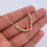 Cadena Aro Seguido Corazon 2.95gr / 41.3cm / 1.3mm Bolas Diamantadas Dos Oros Amarillo Rosa 18K &