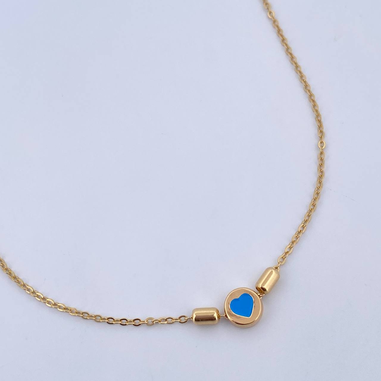 Cadena Aro Seguido Corazon 2.55gr / 41.6cm / 1.3mm Cilindros Oro Amarillo 18K &