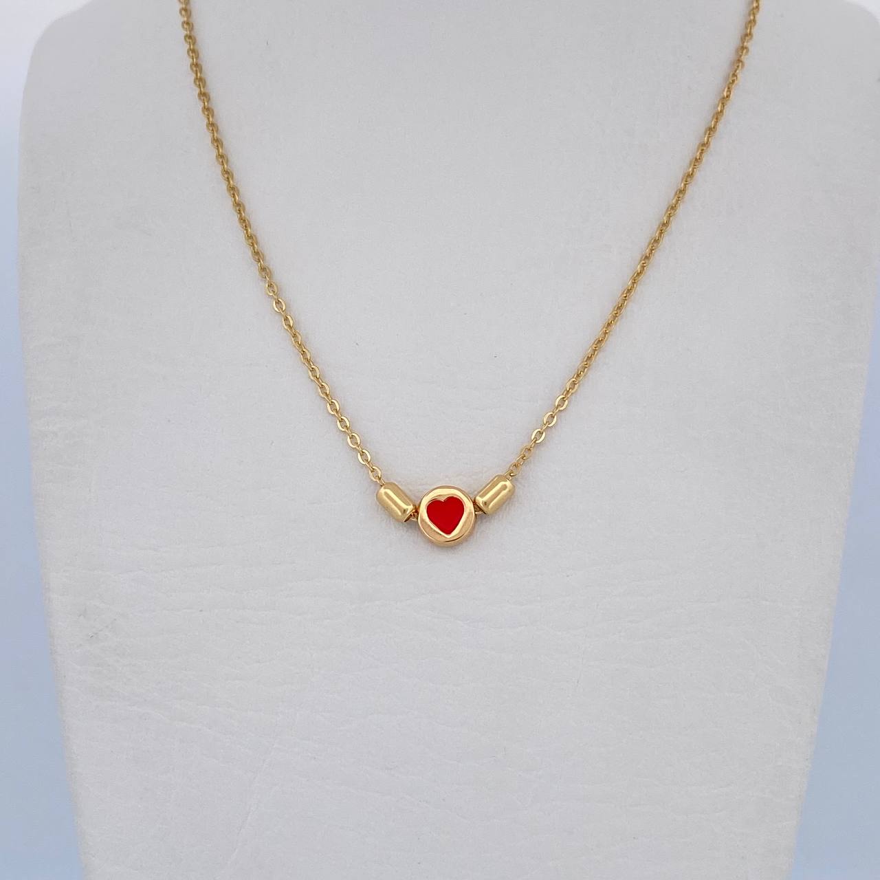 Cadena Aro Seguido Corazon 2.55gr / 41.6cm / 1.3mm Cilindros Oro Amarillo 18K &