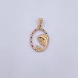 Dije Virgen Maria 1.3gr / 2.7cm / Circones Colores Oro Amarillo 18K &