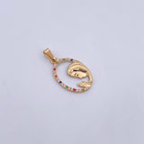 Dije Virgen Maria 1.3gr / 2.7cm / Circones Colores Oro Amarillo 18K &