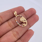Dije Virgen Maria 1.3gr / 2.7cm / Circones Colores Oro Amarillo 18K &