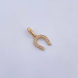 Dije Herradura 0.8gr / 1.9cm / Circones Blancos Oro Amarillo 18K &