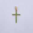 Dije Cruz 1.2gr / 3.1cm / Circones Verdes Oro Amarillo 18K &